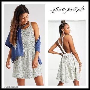 FREE PEOPLE BOHO FLOWY MINI DRESS BOHEMIAN PRINT POCKETS A3C